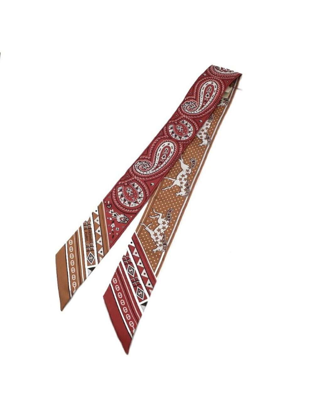 Hermes Twilly Cheval de Cours Bandana Glitter le White Silk Scarf